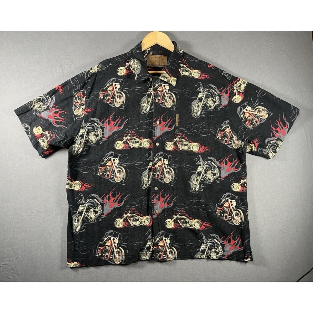 Clearwater Outfitters Motorcycle Graphic Button Down Shirt Size XL